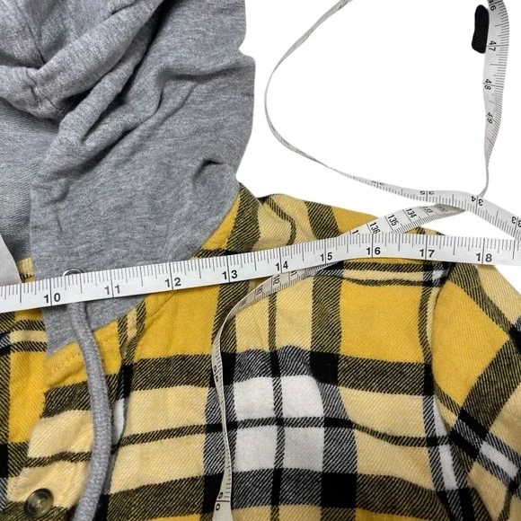 No Boundaries Juniors XXXL 21 Plaid Hooded Button Up Flannel Shirt Jacket - Picture 7 of 11